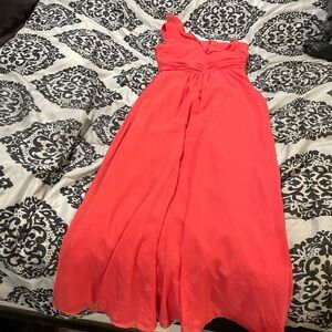 David's Bridal Vibrant Coral Gown